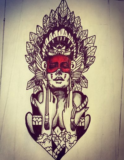 Croquis de tatouage Amérindienne